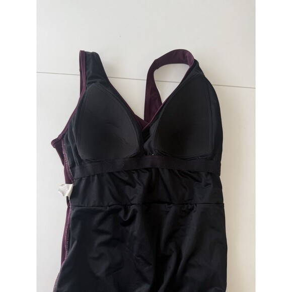L.L.Bean Cross Front One Piece Swimsuit Size 12 purple - Picture 8 of 12